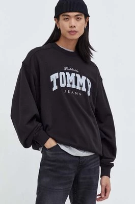 Tommy Jeans bluza bawełniana męska kolor czarny z nadrukiem DM0DM18386