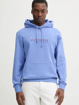 Tommy Jeans bluza bawełniana męska kolor fioletowy z kapturem gładka DM0DM22642