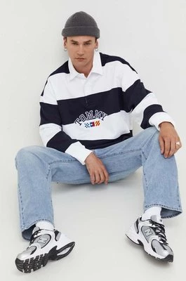 Tommy Jeans bluza bawełniana męska kolor granatowy wzorzysta