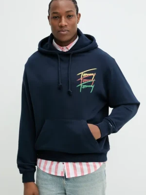 Tommy Jeans bluza bawełniana męska kolor granatowy z kapturem z nadrukiem DM0DM21372