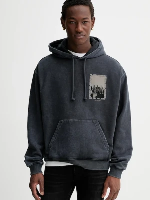 Tommy Jeans bluza bawełniana męska kolor granatowy z kapturem z nadrukiem DM0DM22090
