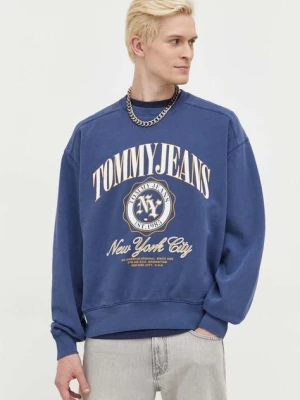 Tommy Jeans bluza bawełniana męska kolor granatowy z nadrukiem