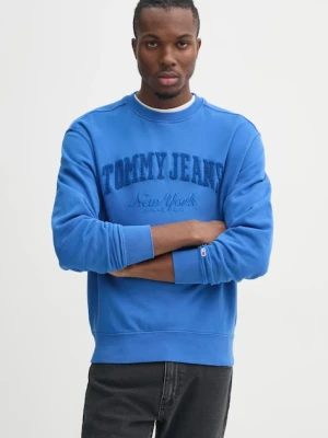 Tommy Jeans bluza bawełniana męska kolor niebieski z aplikacją DM0DM20262