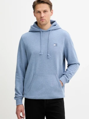 Tommy Jeans bluza bawełniana męska kolor niebieski z kapturem melanżowa DM0DM21922