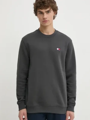 Tommy Jeans bluza bawełniana męska kolor szary gładka