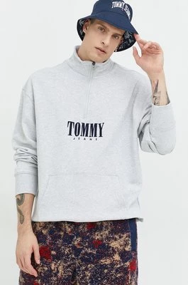Tommy Jeans bluza bawełniana męska kolor szary melanżowa