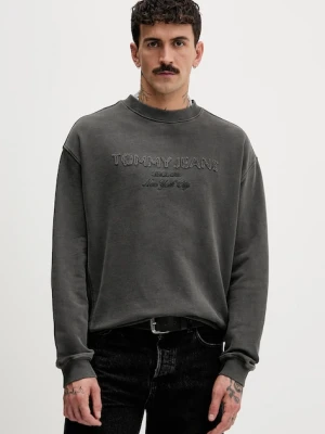 Tommy Jeans bluza bawełniana męska kolor szary z aplikacją DM0DM22363