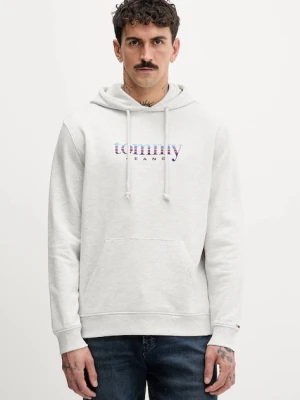 Tommy Jeans bluza bawełniana męska kolor szary z kapturem gładka DM0DM22642
