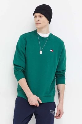 Tommy Jeans bluza bawełniana męska kolor zielony gładka DM0DM17986