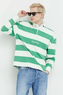 Tommy Jeans bluza bawełniana męska kolor zielony wzorzysta
