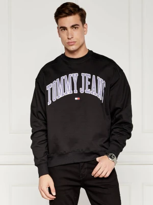Tommy Jeans Bluza BOXY POP VARSITY CREW | Oversize fit czarny