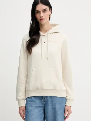 Tommy Jeans bluza damska kolor beżowy z kapturem z aplikacją DW0DW20304