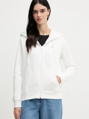 Tommy Jeans bluza damska kolor biały z kapturem gładka DW0DW19729