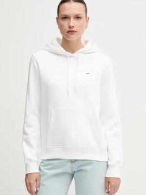 Tommy Jeans bluza damska kolor biały z kapturem gładka DW0DW19958