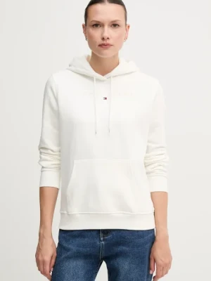 Tommy Jeans bluza damska kolor biały z kapturem z aplikacją DW0DW20304