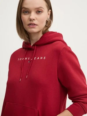 Tommy Jeans bluza damska kolor bordowy z kapturem DW0DW17324