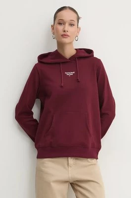 Tommy Jeans bluza damska kolor bordowy z kapturem gładka DW0DW19712