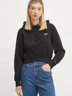 Tommy Jeans bluza damska kolor czarny z kapturem gładka DW0DW19908