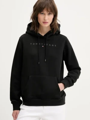 Tommy Jeans bluza damska kolor czarny z kapturem z aplikacją DW0DW20304