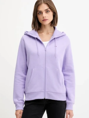 Tommy Jeans bluza damska kolor fioletowy z kapturem gładka DW0DW19729