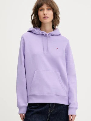 Tommy Jeans bluza damska kolor fioletowy z kapturem gładka DW0DW19958