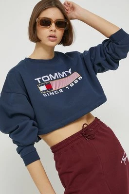 Tommy Jeans bluza damska kolor granatowy z aplikacją