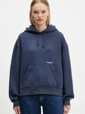 Tommy Jeans bluza damska kolor granatowy z kapturem gładka DW0DW21609