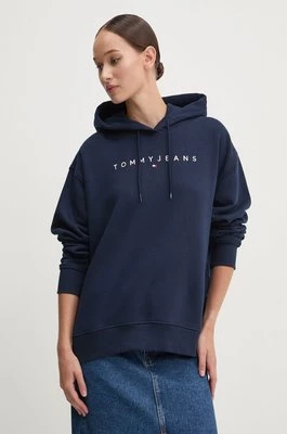 Tommy Jeans bluza damska kolor granatowy z kapturem z aplikacją DW0DW18364