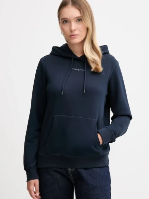 Tommy Jeans bluza damska kolor granatowy z kapturem z nadrukiem DW0DW21963