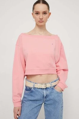 Tommy Jeans bluza damska kolor różowy gładka DW0DW17956