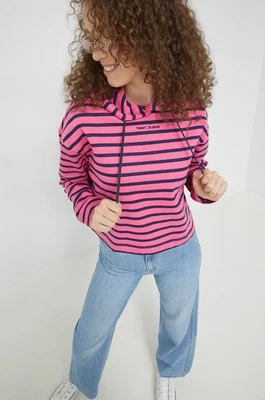 Tommy Jeans bluza damska kolor różowy z kapturem wzorzysta