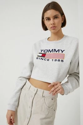 Tommy Jeans bluza damska kolor szary z aplikacją