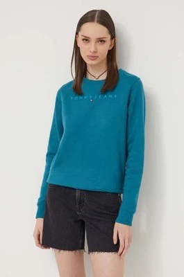 Tommy Jeans bluza damska kolor zielony z aplikacją DW0DW17793