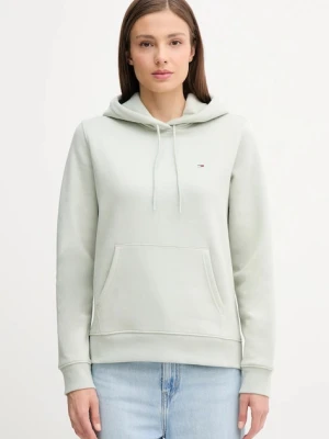 Tommy Jeans bluza damska kolor zielony z kapturem gładka DW0DW19958