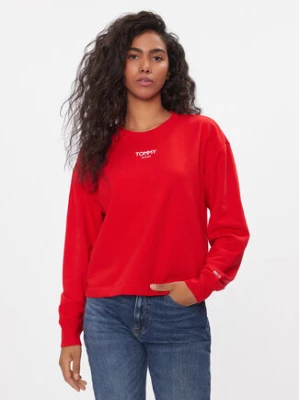 Tommy Jeans Bluza Ess Logo DW0DW16393 Czerwony Cropped Fit