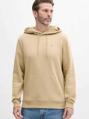 Tommy Jeans bluza męska kolor beżowy z kapturem gładka DM0DM20742