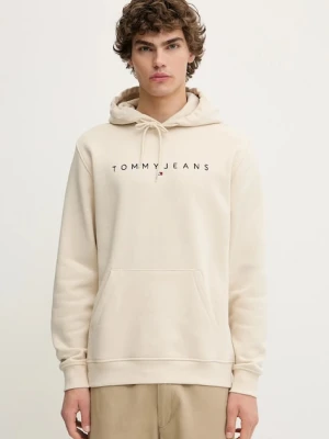Tommy Jeans bluza męska kolor beżowy z kapturem z nadrukiem DM0DM20746