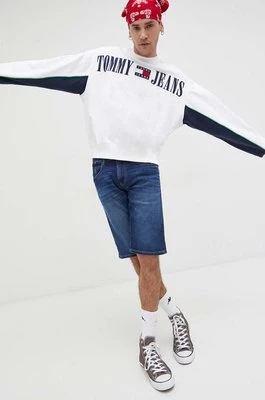 Tommy Jeans bluza męska kolor biały z aplikacją