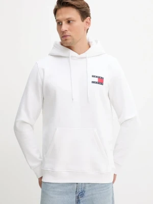 Tommy Jeans bluza męska kolor biały z kapturem z aplikacją DM0DM20738