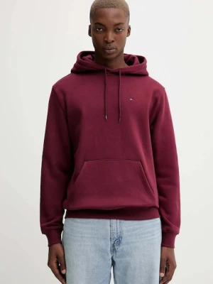 Tommy Jeans bluza męska kolor bordowy z kapturem gładka DM0DM20742