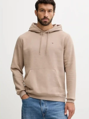 Tommy Jeans bluza męska kolor brązowy z kapturem gładka DM0DM20742
