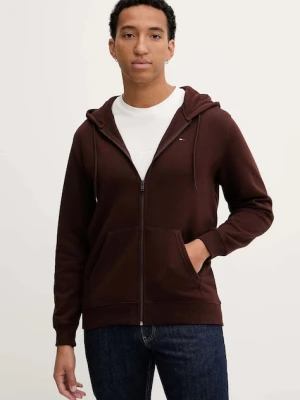 Tommy Jeans bluza męska kolor brązowy z kapturem gładka DM0DM20743