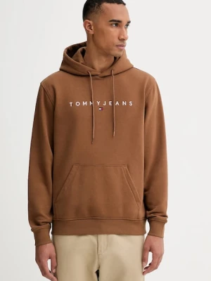 Tommy Jeans bluza męska kolor brązowy z kapturem z nadrukiem DM0DM20746