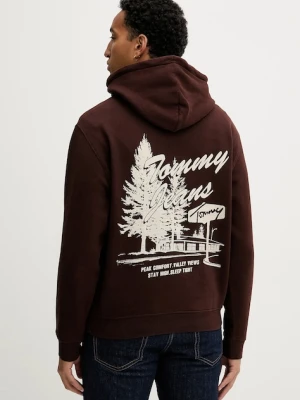 Tommy Jeans bluza męska kolor brązowy z kapturem z nadrukiem DM0DM22088