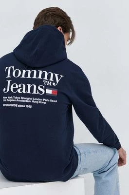 Tommy Jeans bluza męska kolor granatowy z kapturem z nadrukiem DM0DM18860