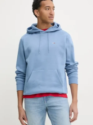 Tommy Jeans bluza męska kolor niebieski z kapturem gładka DM0DM20742