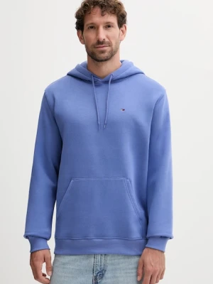 Tommy Jeans bluza męska kolor niebieski z kapturem gładka DM0DM20742