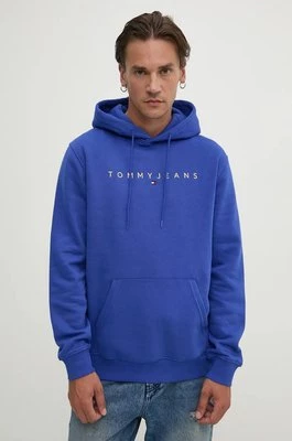 Tommy Jeans bluza męska kolor niebieski z kapturem z aplikacją DM0DM20503