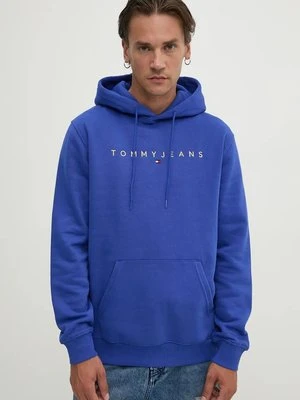 Tommy Jeans bluza męska kolor niebieski z kapturem z aplikacją DM0DM20503