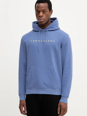 Tommy Jeans bluza męska kolor niebieski z kapturem z nadrukiem DM0DM20746
